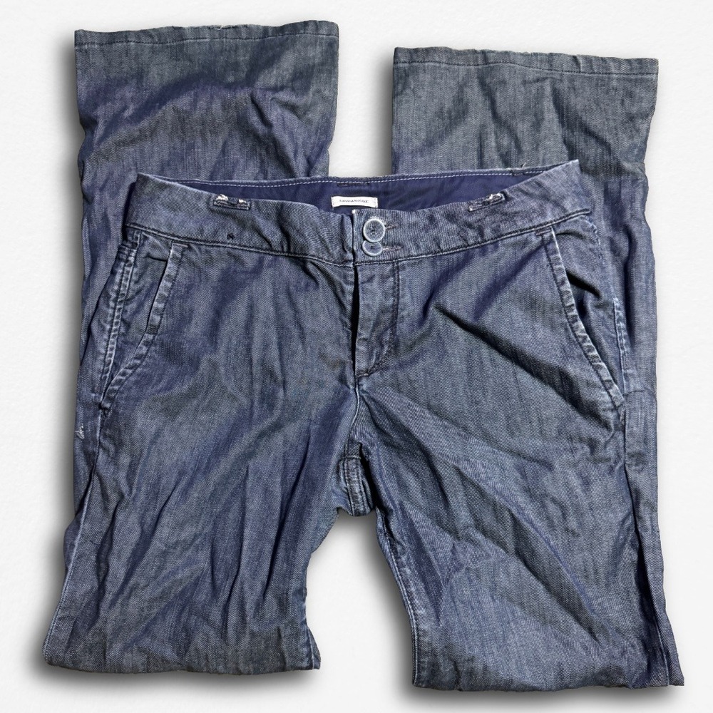Banana Republic Women 10L Blue Denim Trouser Wide Leg Pants Lightweight Indigo
